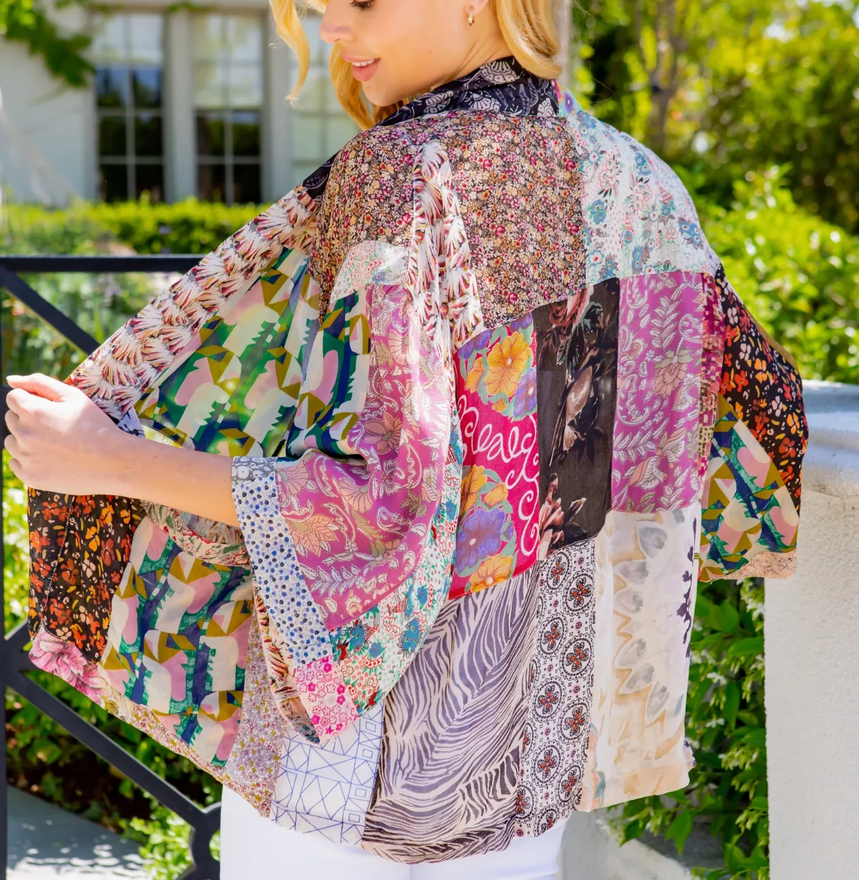 Floral Puff Sleeve Kimono Cover Up