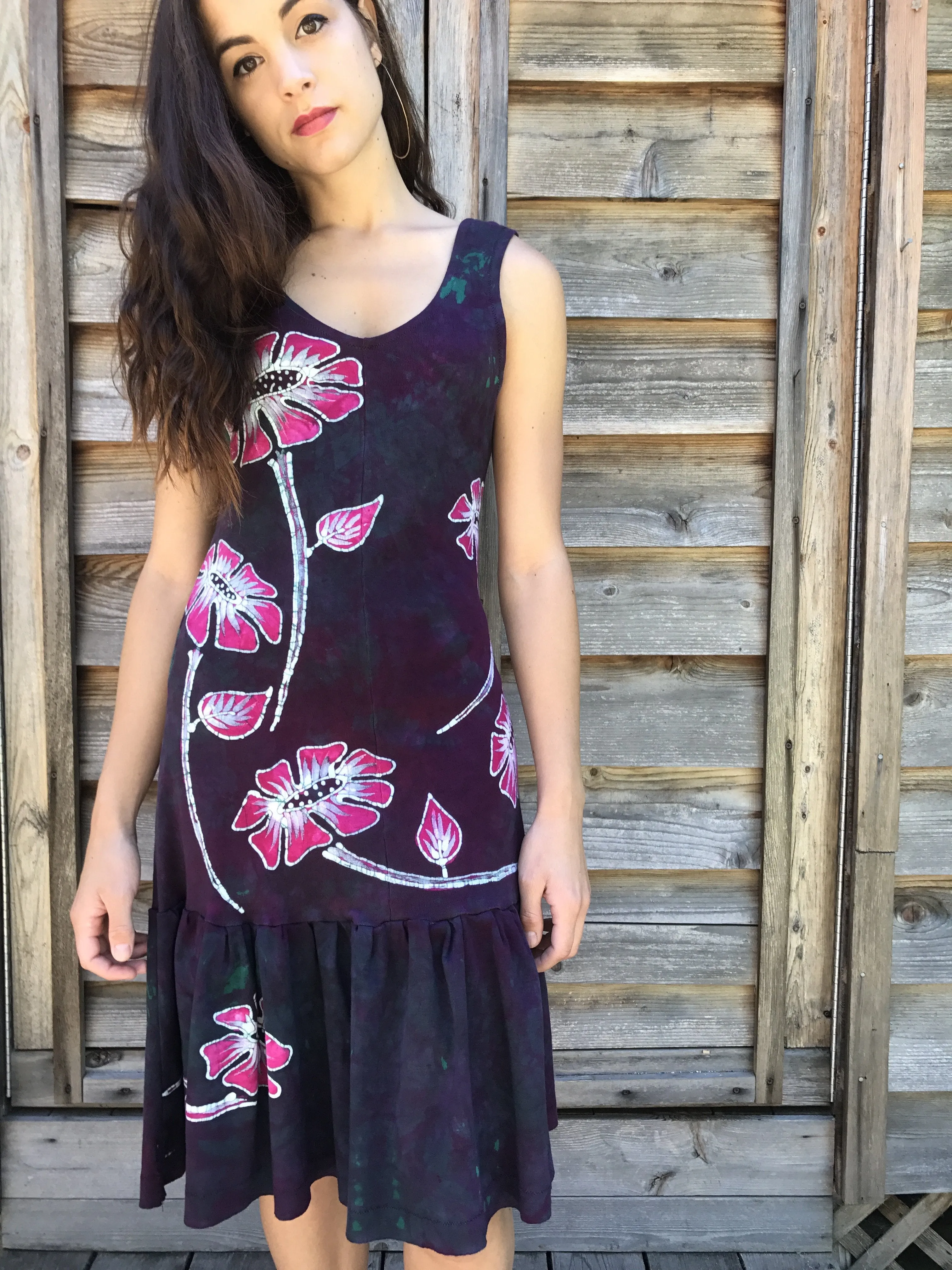 Flower Power in Tourmaline Temptation Batikwalla Dress in Organic Cotton - Size Small/Medium