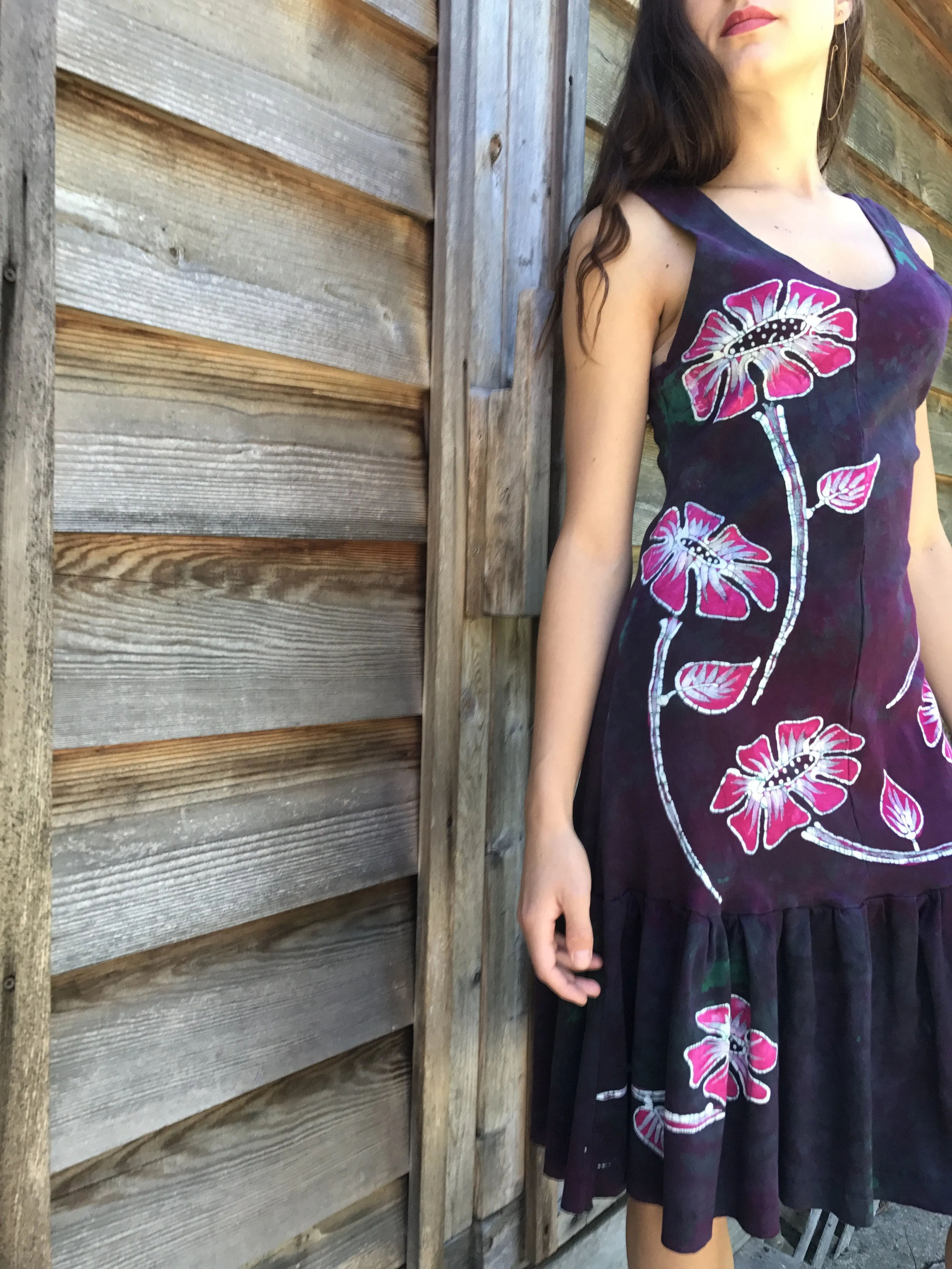 Flower Power in Tourmaline Temptation Batikwalla Dress in Organic Cotton - Size Small/Medium