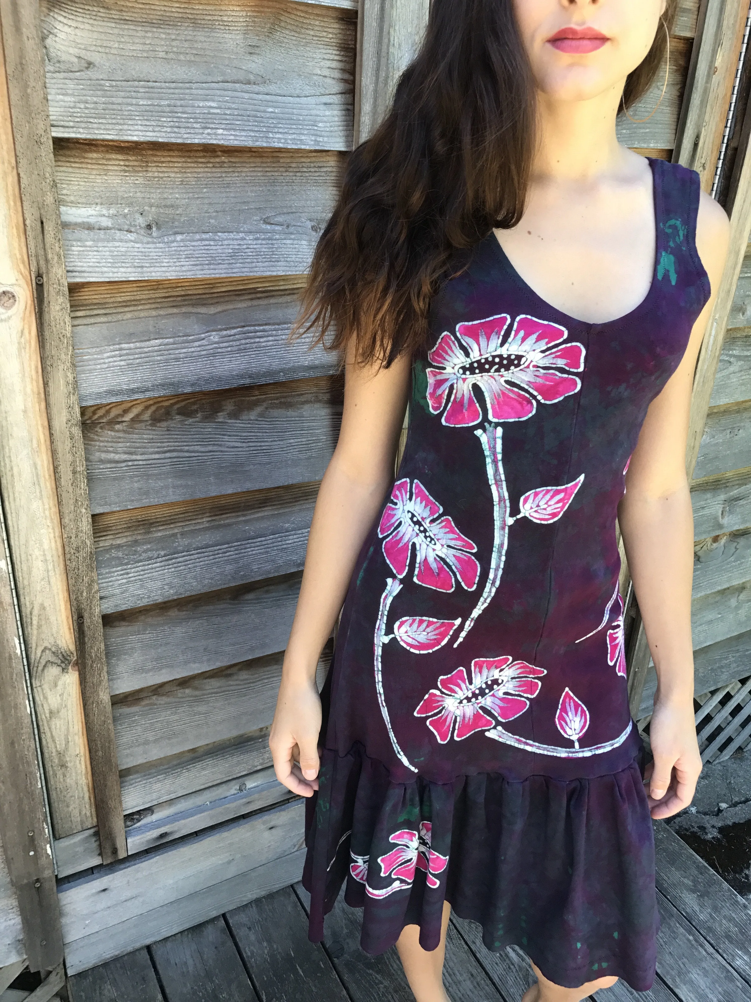 Flower Power in Tourmaline Temptation Batikwalla Dress in Organic Cotton - Size Small/Medium