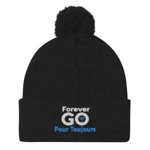 Forever GO Pom-Pom Beanie -Stay warm in style for the winter! Blue and White