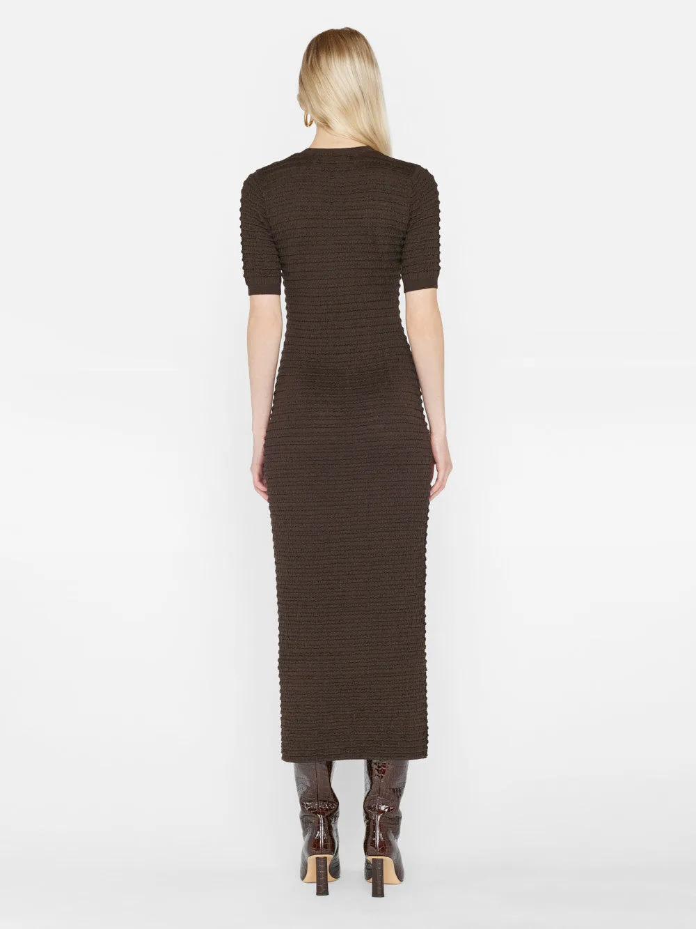 Frame - Smocked Knit Dress in Espresso