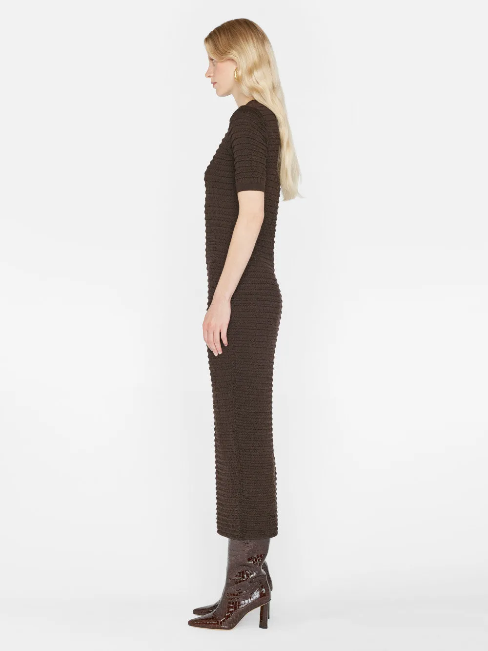 Frame - Smocked Knit Dress in Espresso