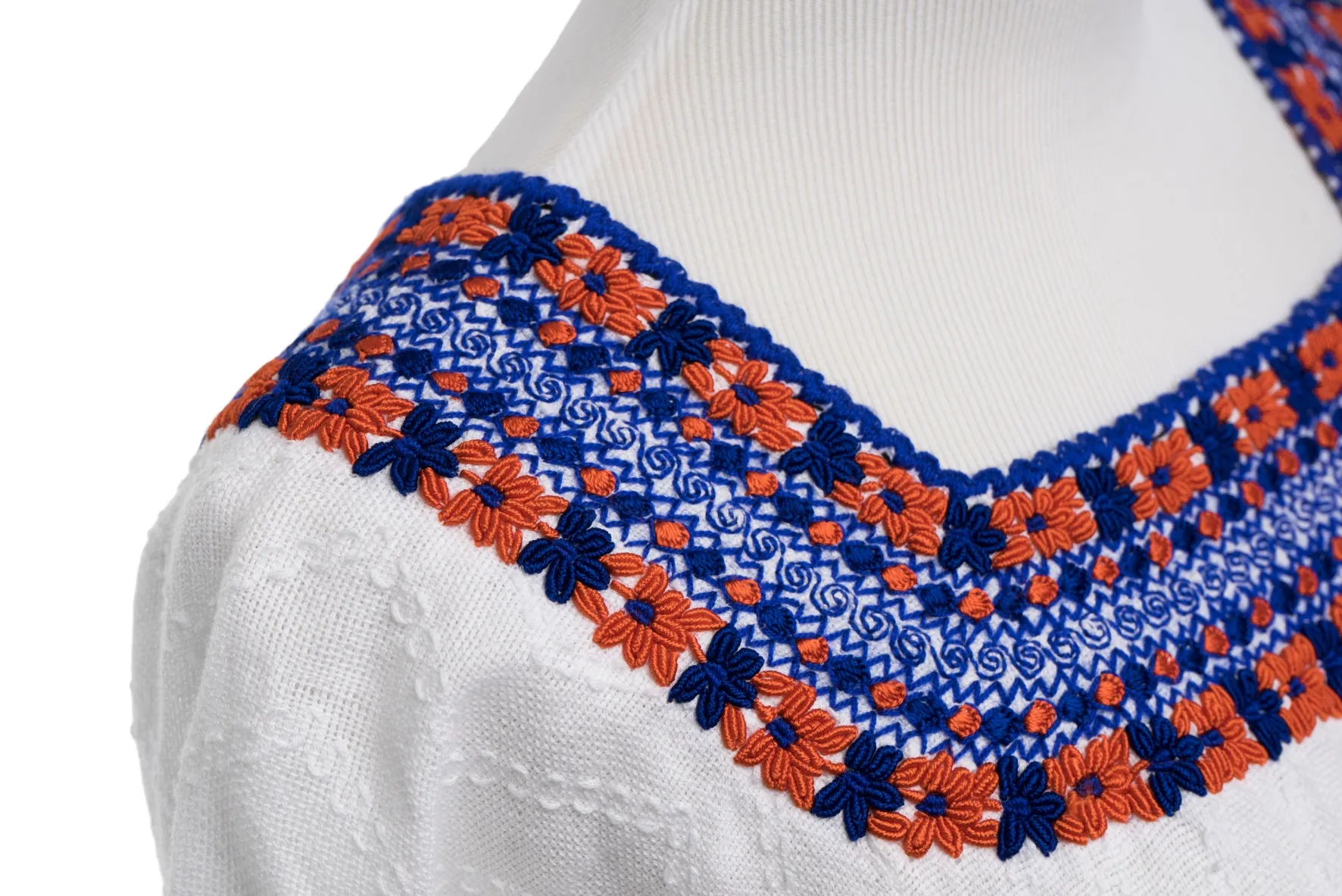 Gabrielle Guatemalan Blouse - Blue & Orange