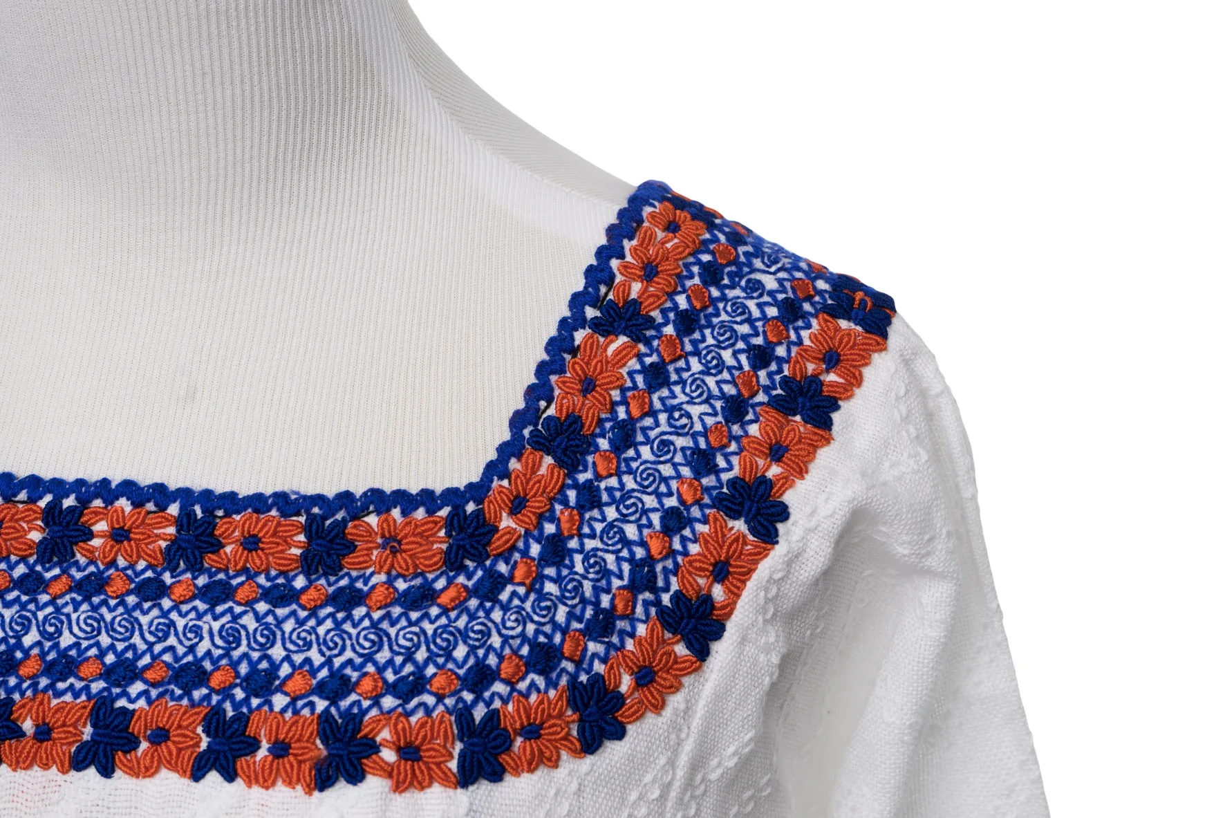 Gabrielle Guatemalan Blouse - Blue & Orange