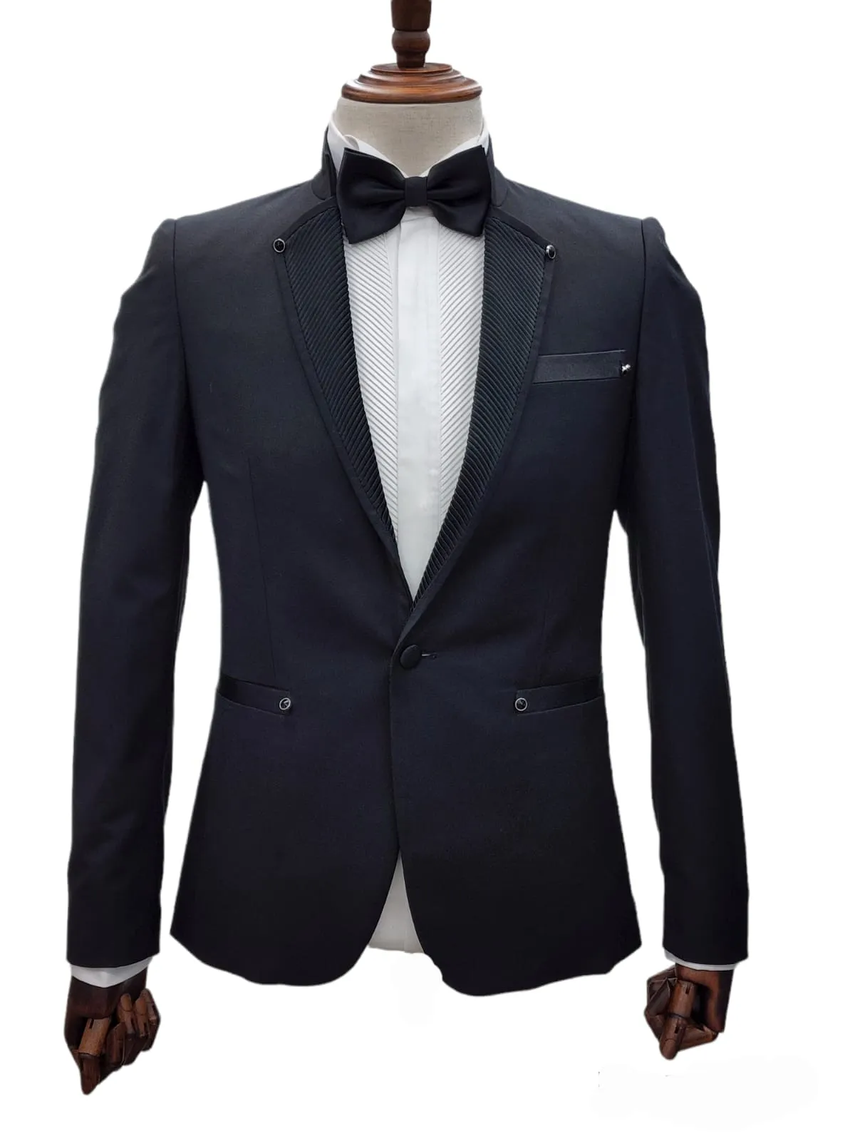 Giovanni Testi 1 Button Slim Fit Ceremonial Tuxedo GT-HAKIM BLACK