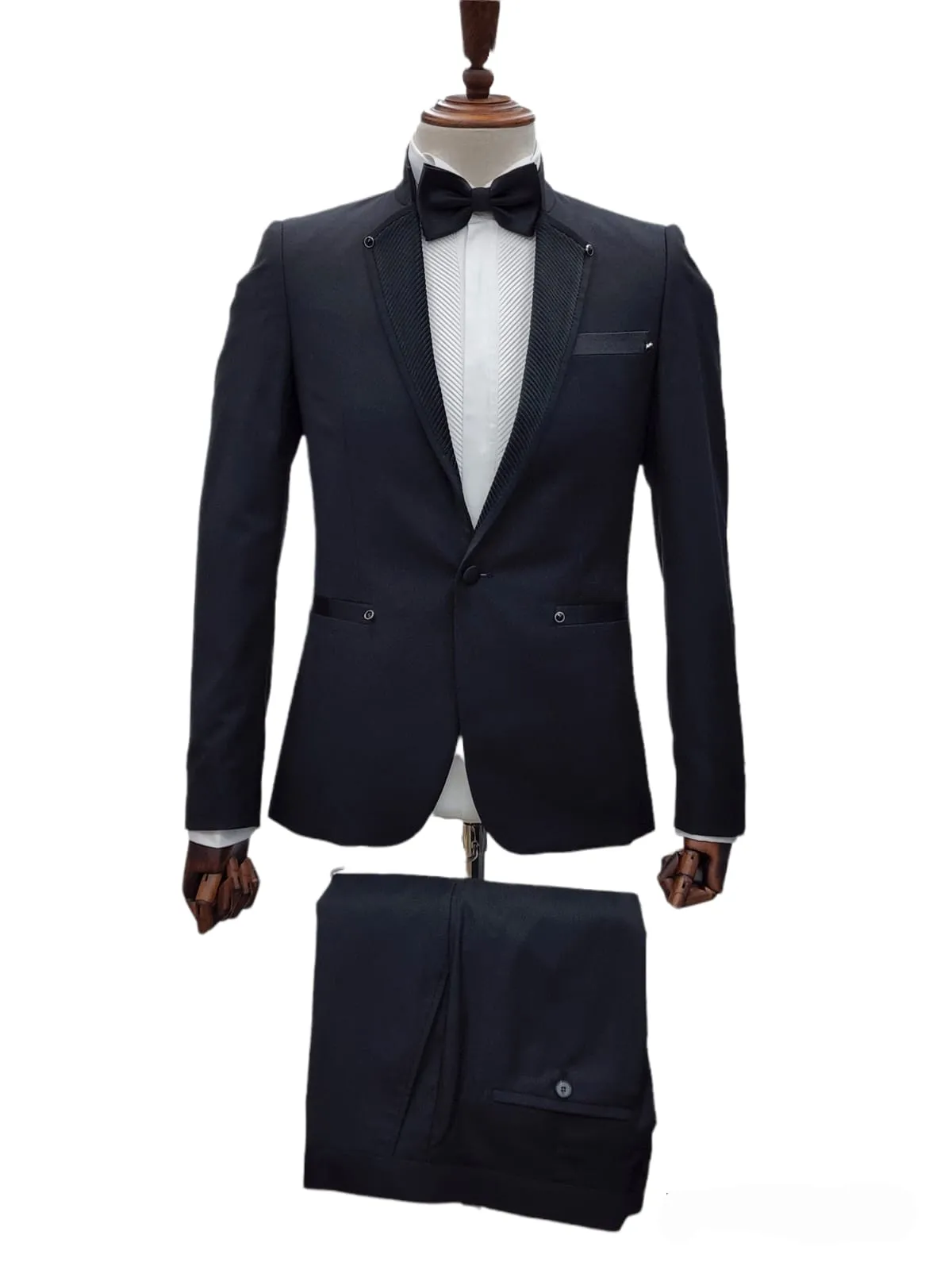 Giovanni Testi 1 Button Slim Fit Ceremonial Tuxedo GT-HAKIM BLACK