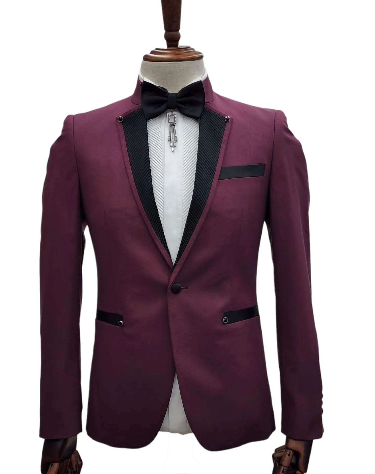 Giovanni Testi 1 Button Slim Fit Ceremonial Tuxedo GT-HAKIM BURGUNDY