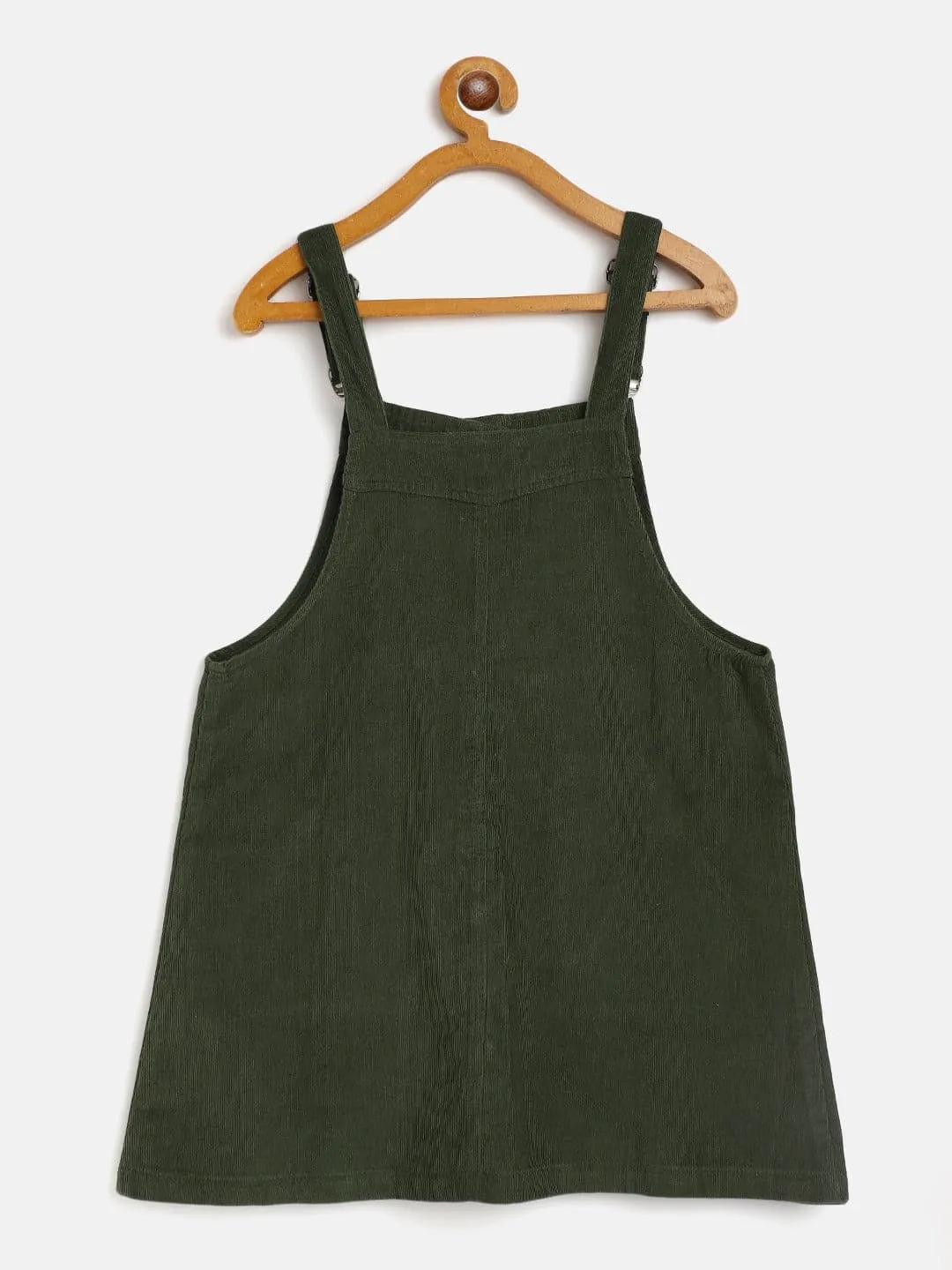 Girls Olive Corduroy Pinafore Dress - Lyush Kids