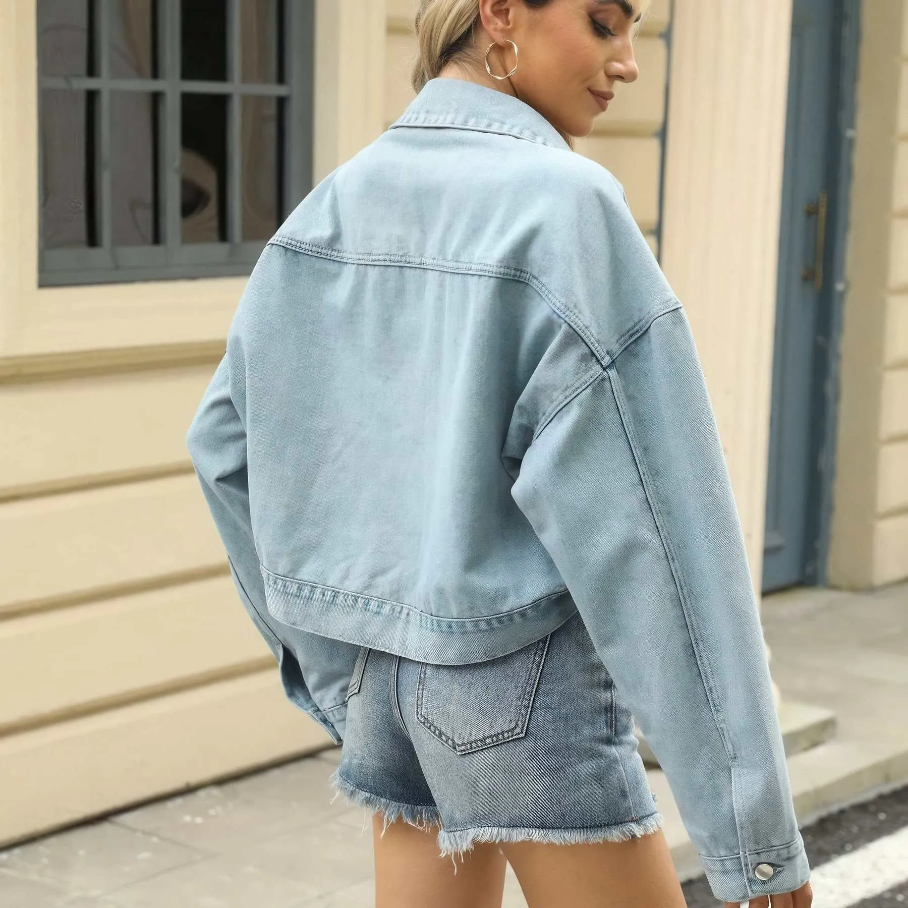 Glow Chic's Loose Cropped Denim Jacket