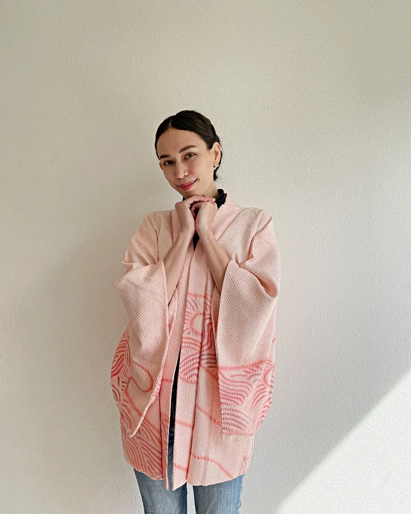 Glowing Wave Pattern Shibori Haori Kimono Jacket