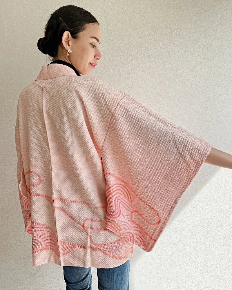 Glowing Wave Pattern Shibori Haori Kimono Jacket