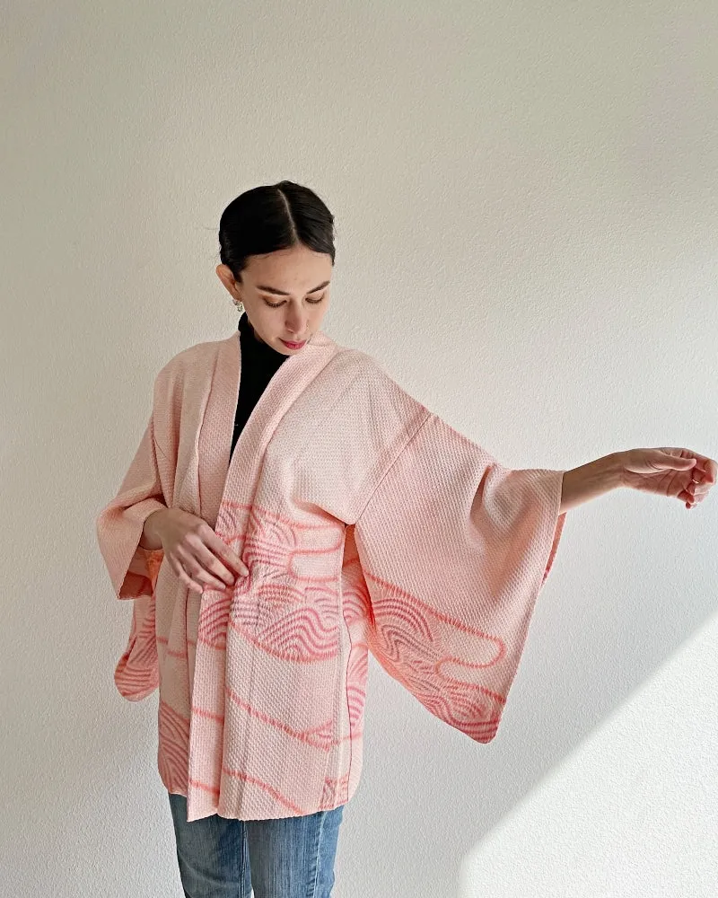 Glowing Wave Pattern Shibori Haori Kimono Jacket