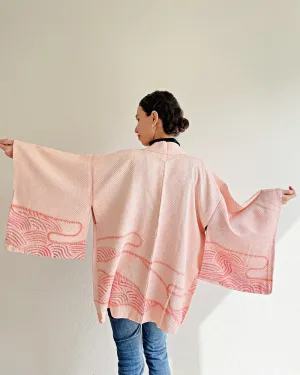 Glowing Wave Pattern Shibori Haori Kimono Jacket