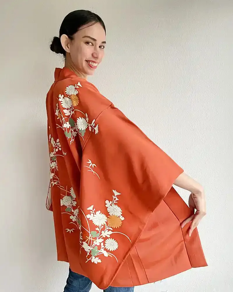 Gold Embroidered Mum Haori Kimono Jacket