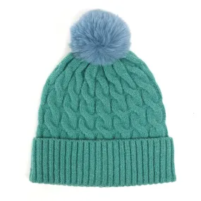 Green Cable Knit Hat 50% Recycled Polyester