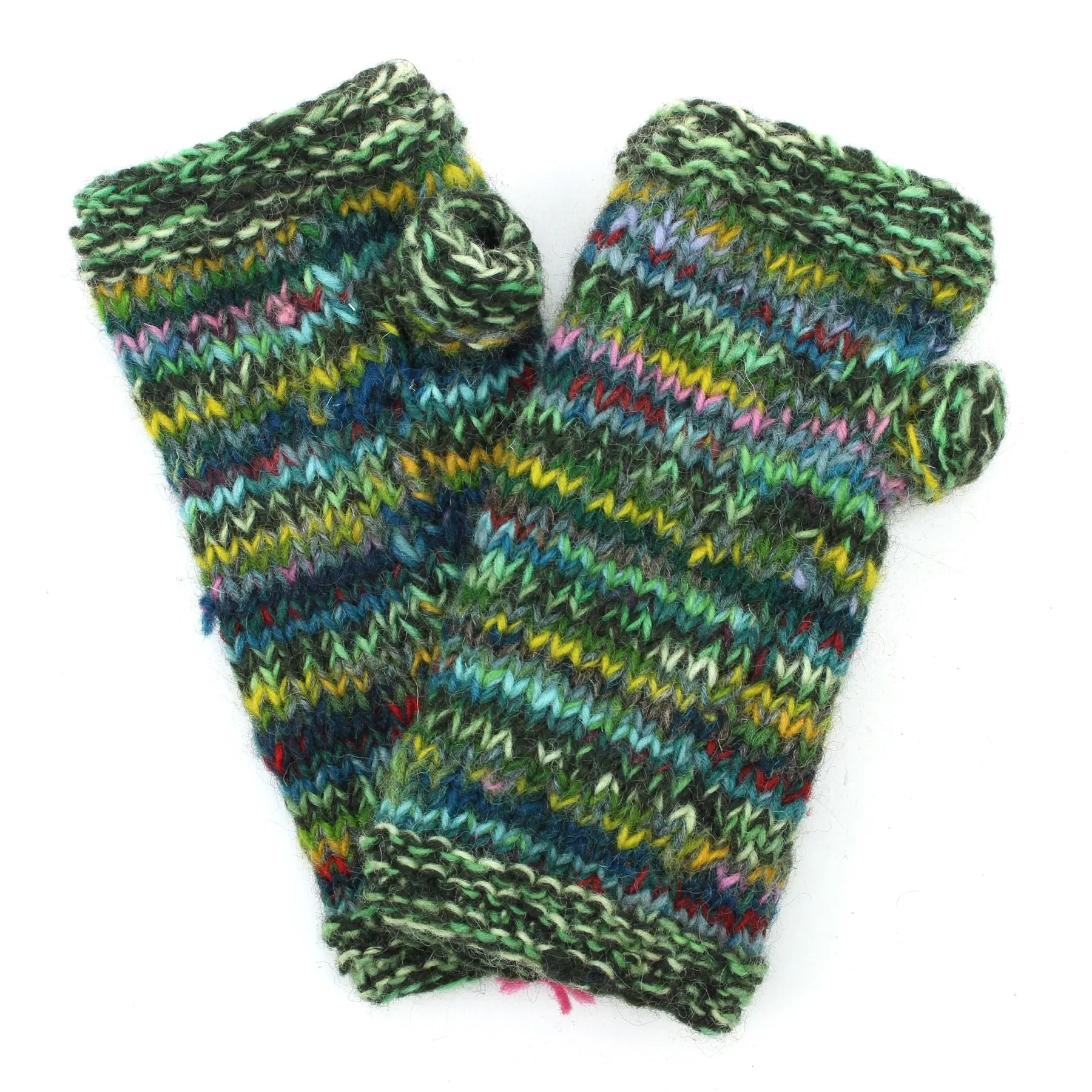 Hand Knitted Wool Arm Warmer - SD Green Mix