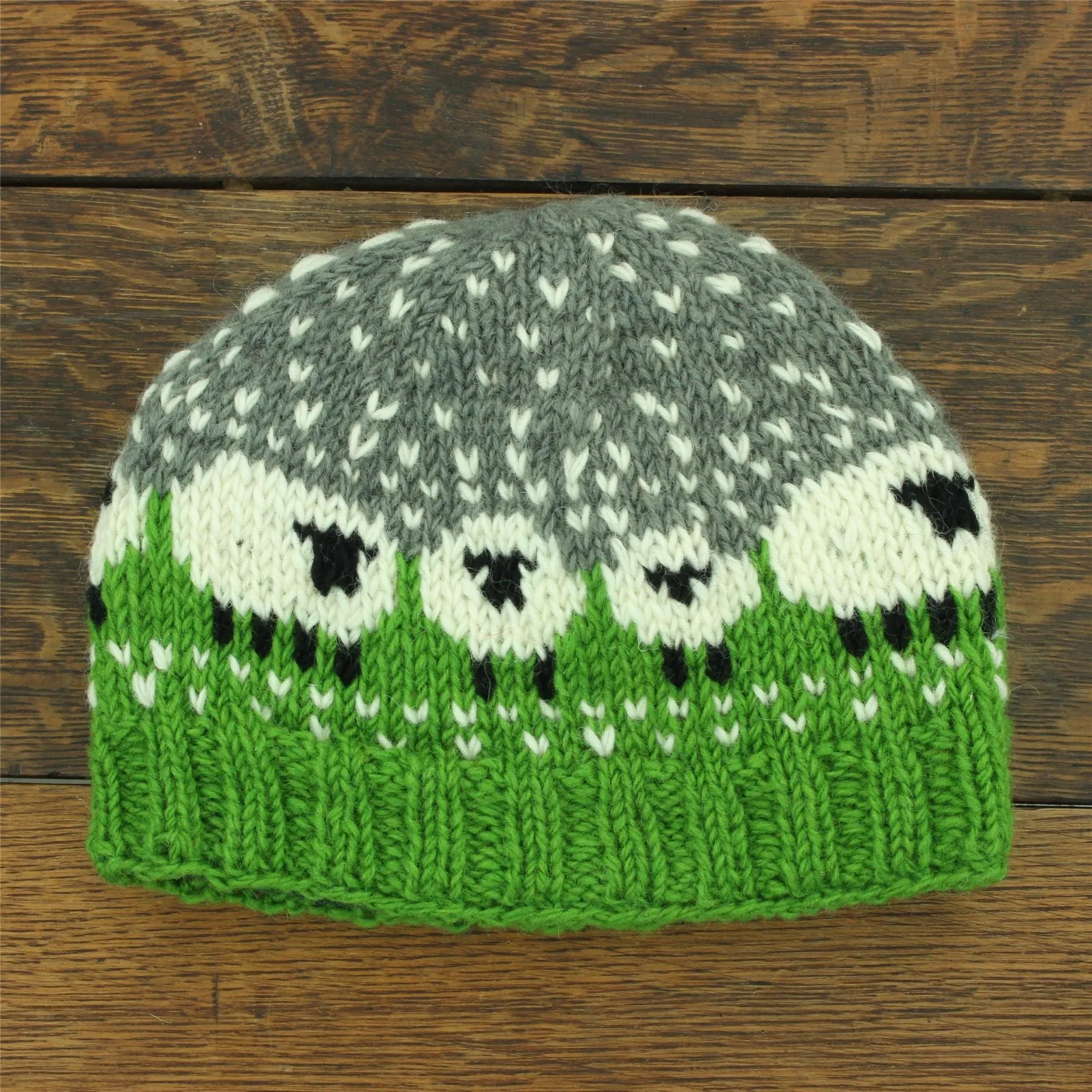 Hand Knitted Wool Beanie Hat - Green