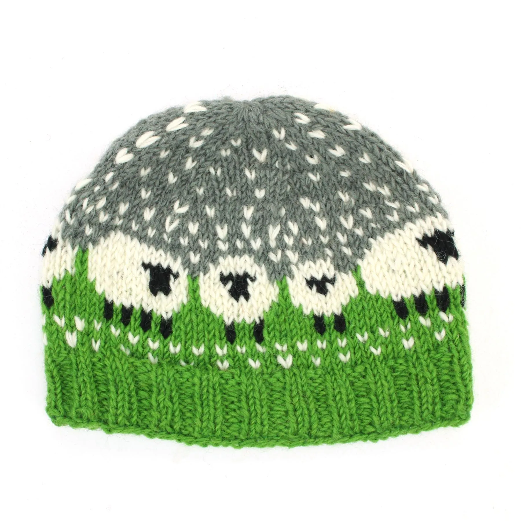 Hand Knitted Wool Beanie Hat - Green