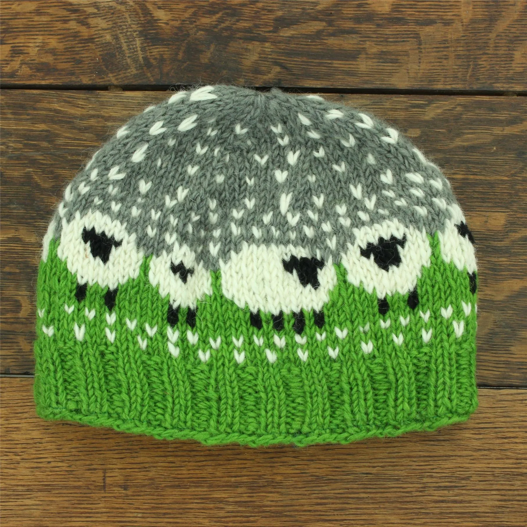 Hand Knitted Wool Beanie Hat - Green