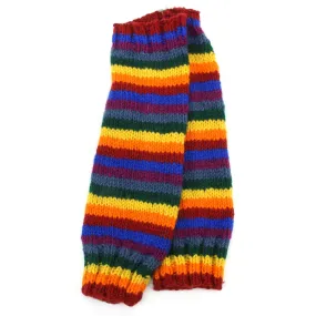 Hand Knitted Wool Leg Warmers - Stripe Rainbow