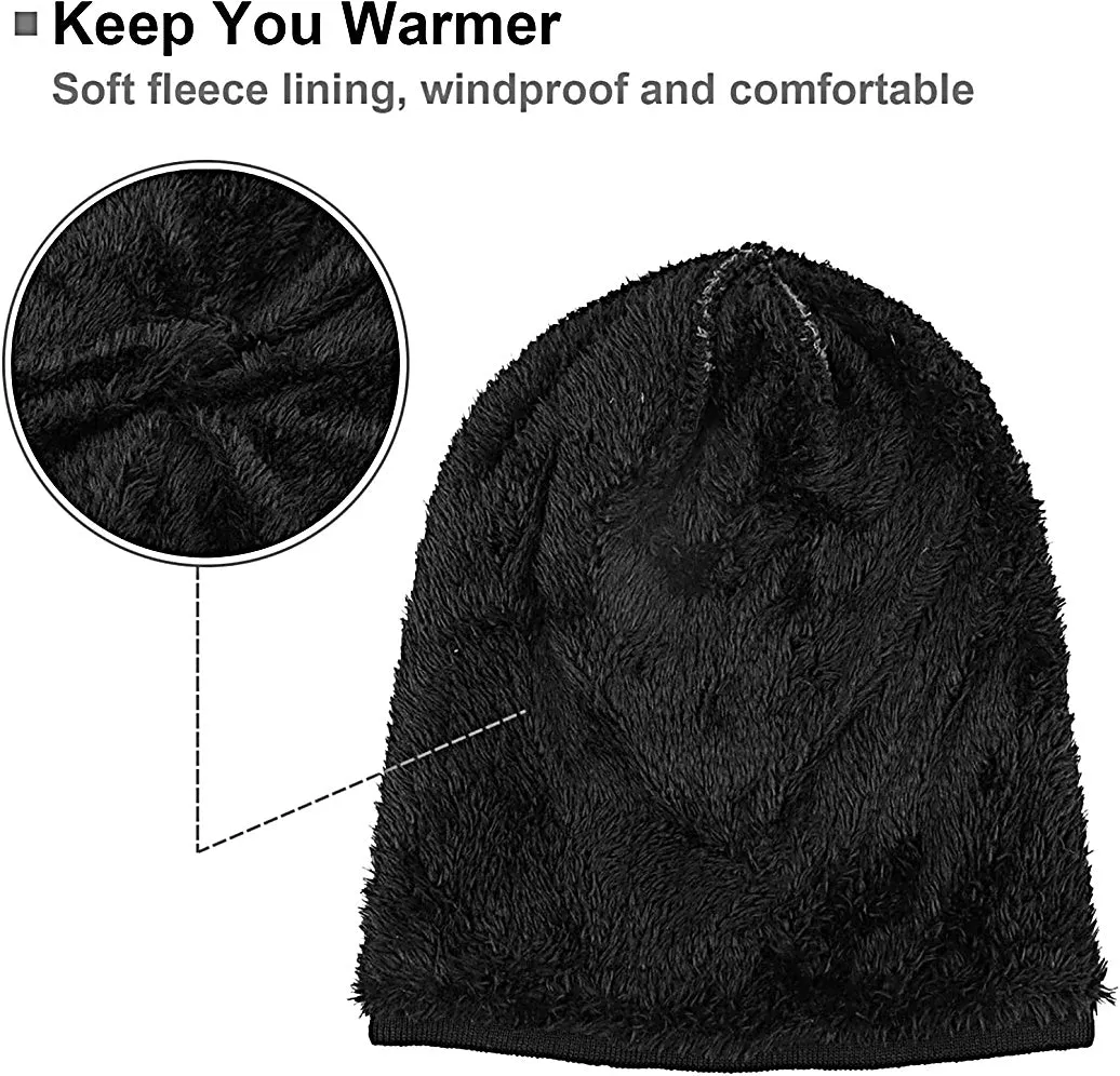 Hat Beanie Unisex Warm Reversible Knit Toque Hat For Men Women