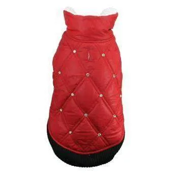 HD Rhinestone Red Puffer Vest