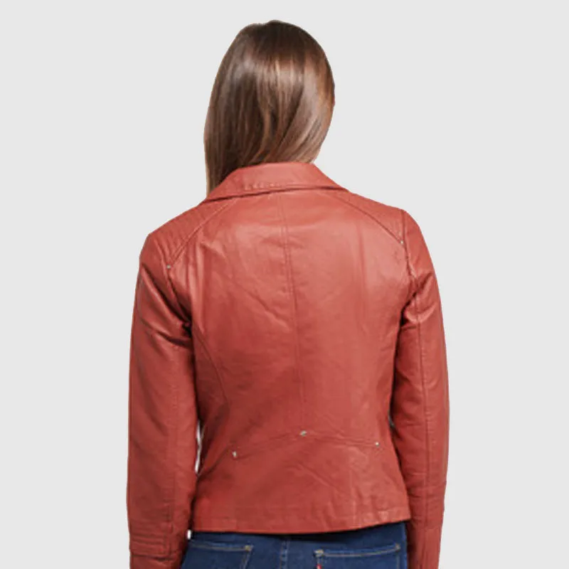 High Quality Only Onlgemma Women's Leather Jacket in Red