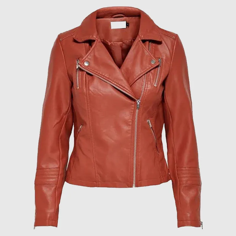 High Quality Only Onlgemma Women's Leather Jacket in Red