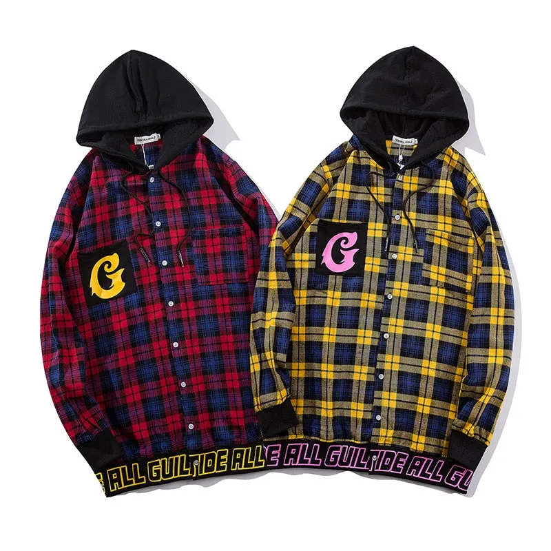 Hip Hop Long Sleeve Hooded Shirt Coats Streetwear