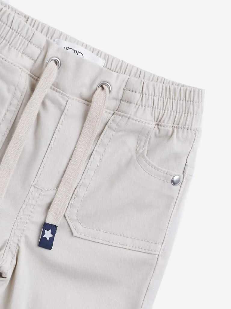 HOP Baby Beige Solid Joggers