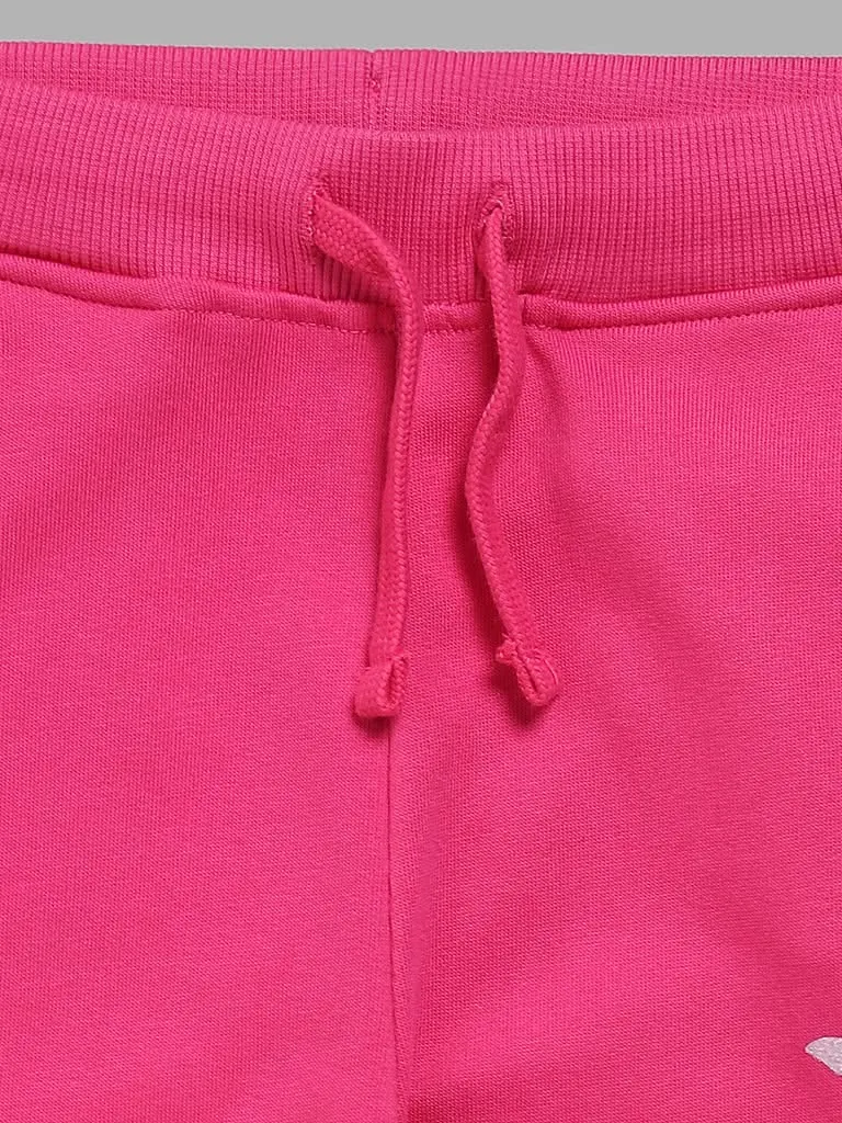 HOP Kids Fuchsia Plain Ribbed Joggers