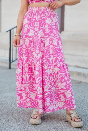 In This Moment Berry Printed Maxi Skirt FINAL SALE