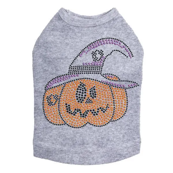 Jack O'Lantern With Hat Rhinestone Dog Tank