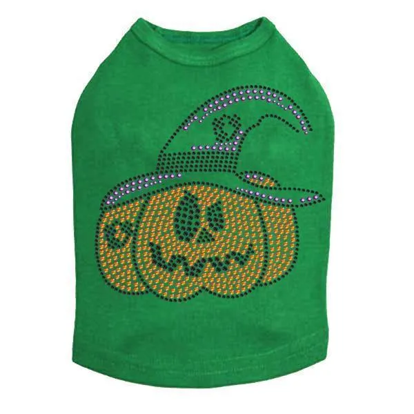 Jack O'Lantern With Hat Rhinestone Dog Tank