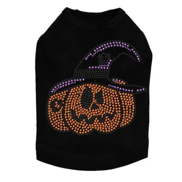 Jack O'Lantern With Hat Rhinestone Dog Tank