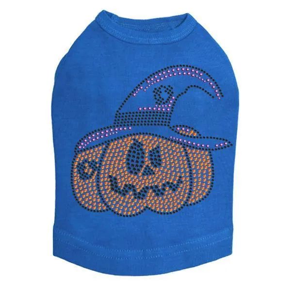 Jack O'Lantern With Hat Rhinestone Dog Tank