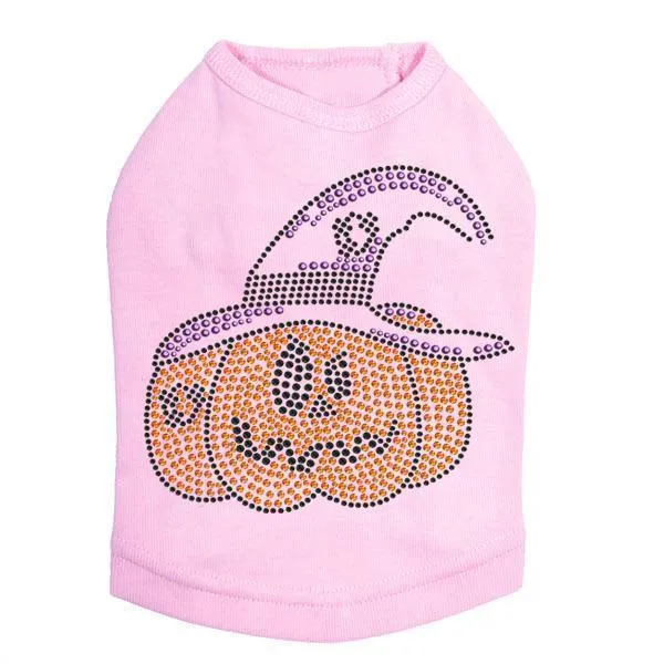 Jack O'Lantern With Hat Rhinestone Dog Tank