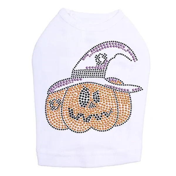 Jack O'Lantern With Hat Rhinestone Dog Tank