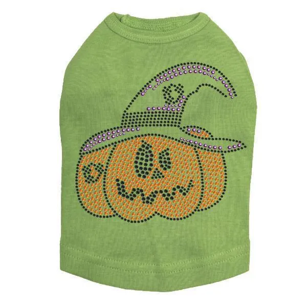 Jack O'Lantern With Hat Rhinestone Dog Tank