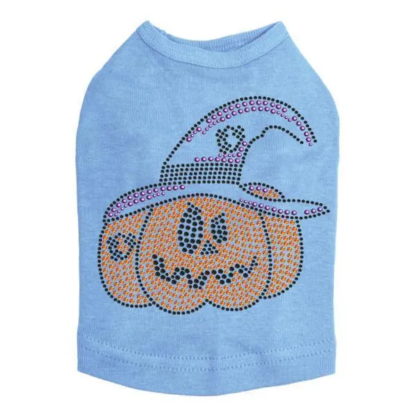 Jack O'Lantern With Hat Rhinestone Dog Tank