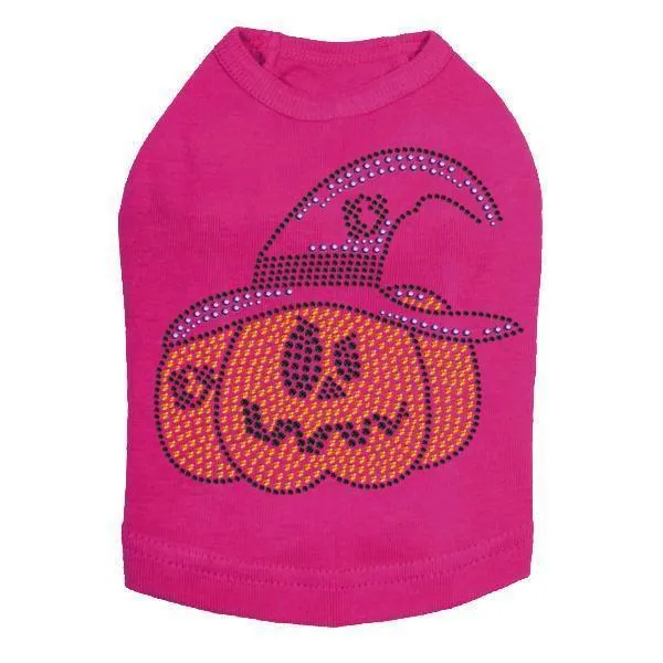 Jack O'Lantern With Hat Rhinestone Dog Tank