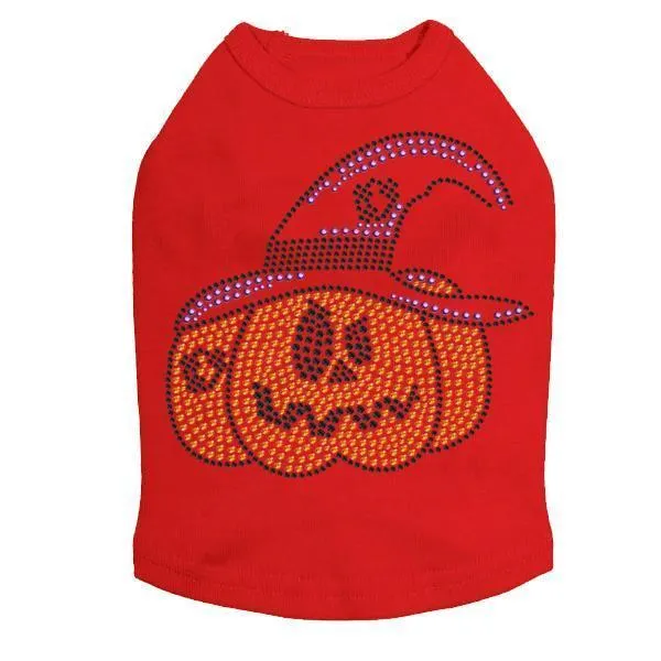 Jack O'Lantern With Hat Rhinestone Dog Tank