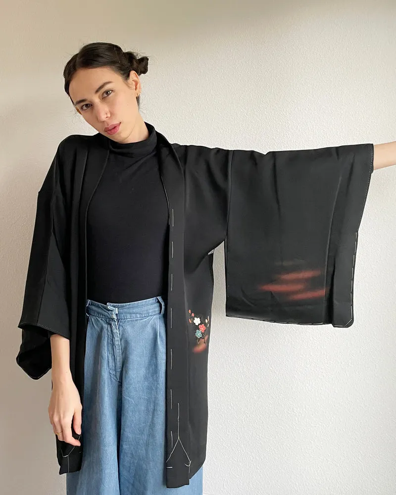 Japanese Traditional Black Haori Kimono Jacket