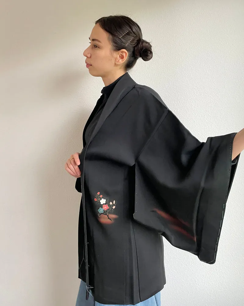 Japanese Traditional Black Haori Kimono Jacket