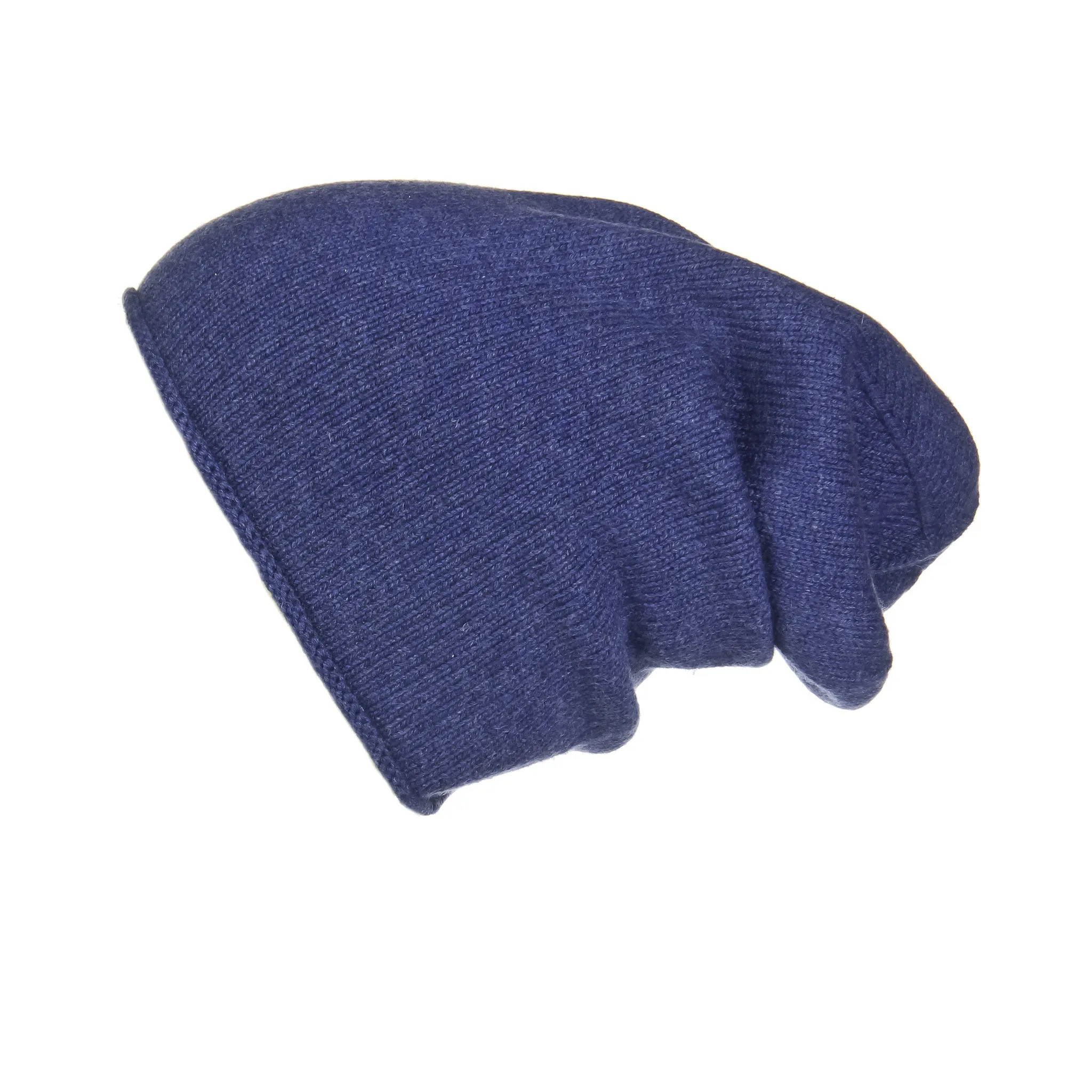 Jersey Roll Slouchy Dark Blue Melange Cashmere Hat