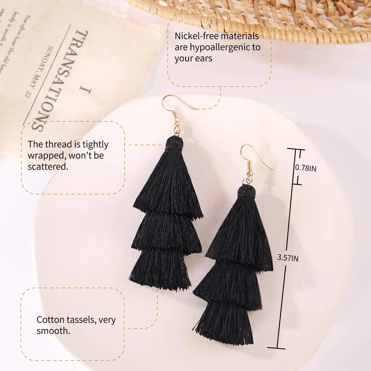 Jugalstar Colorful Tassel Earrings 3 Tier Layered Bohemian, Eardrop Big Dangle Drop Fashion Jewelry Earrings for Women Teen Girls Valentine Birthday Party Gift