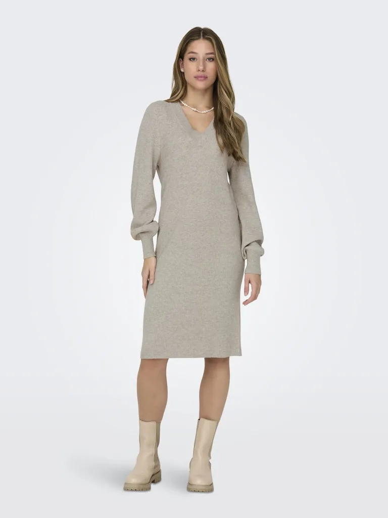 Katia V-Neck Knit Dress - Mocha