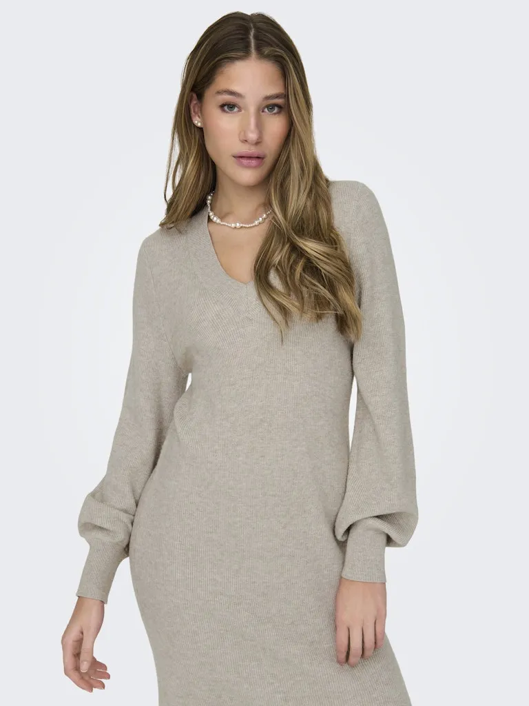 Katia V-Neck Knit Dress - Mocha