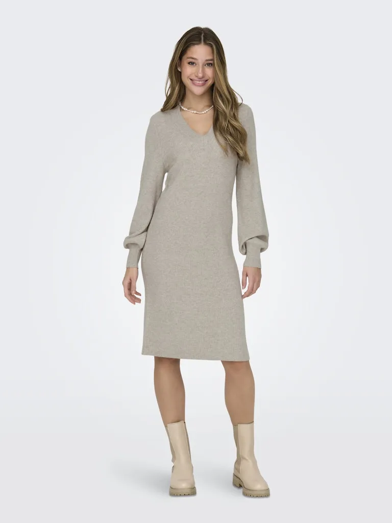 Katia V-Neck Knit Dress - Mocha